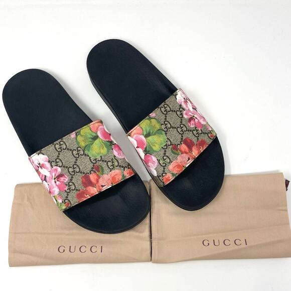 Gucci Black Floral Sandals - Picture 1 of 12